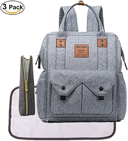 Large Capacity Baby Diaper Bag Backpack, Multi-function Nappy Tote Bag / Stroller Straps Waterproof Nappy Changing Pad for Moms & Dads