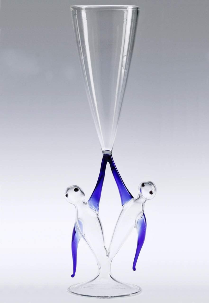 Massimo Luna RDON Gemini Zodiac Champagne Glass Hand Blown Art Glass