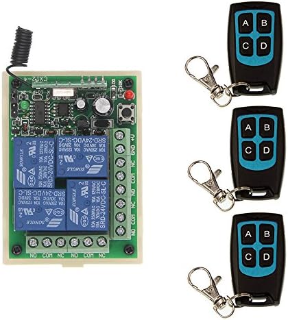 Abytele DC 12V 4 Channel 4CH RF Wireless Remote Control Switch System, (1 Receiver + 3 Waterproof Transmitter), 433 MHz