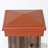 4x4 (Nominal) Cedar Color Pyramid Slim Profile Post Caps - with 10 Year Warranty - Free Shipping
