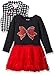 Nannette Girls' Long Sleeve Tutu Dress with Sparkle Bow Bodice and Knit Vest