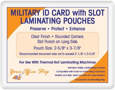 7 MIL Military ID Laminating Pouches with Slot Punch (2-5/8" x 3-7/8") 500 Pack