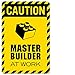 Caution Master Builder at Work Sticker Vinyl Decal Wall Decor Print for lego Themed Rooms and brickbuilders (Medium-12x18, DISP)