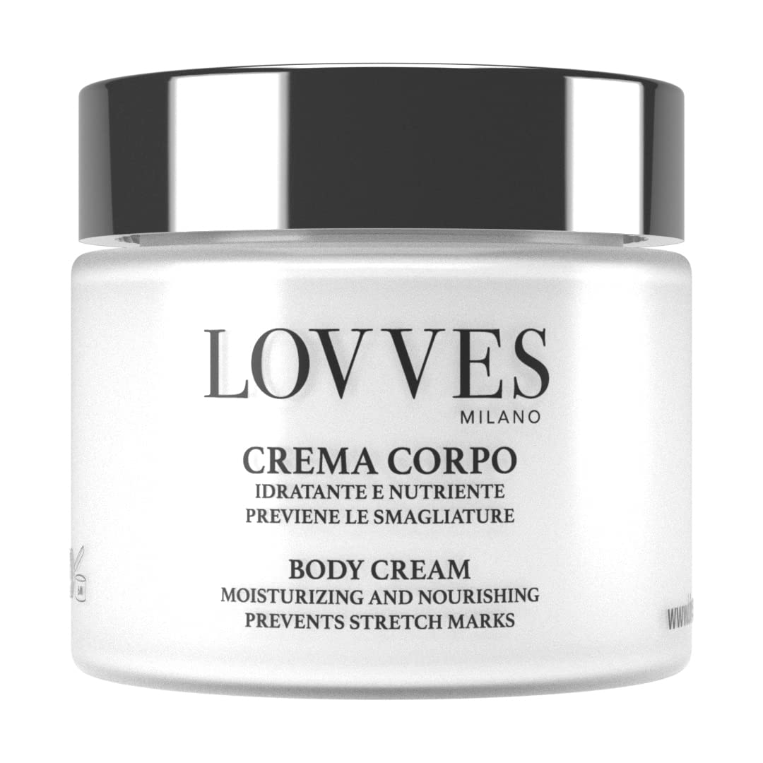 LOVVES Body Cream, High Natural Cosmetics, New Formulation, Nourishing Moisturizer, Prevents Stretch Marks, Tones and Revitalizes the Skin, Makes it Soft and Silky, Glass Jar 200ml