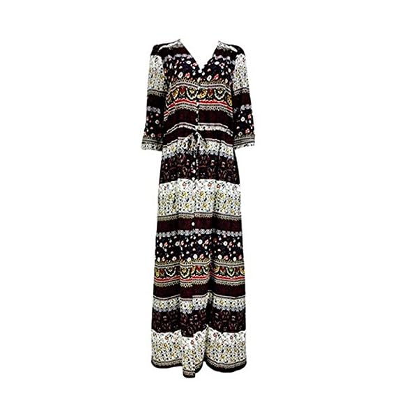 Vestido largo floral de mujer Butterme Vintage con cuello en v. Bohemia Boho Side. Vestido con cuello alto Manga larga… | DeHippies.com