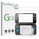 Nintendo 2DS XL Screen Protector Pack, amFilm [2 GLASS Top, 4 PET Bottom] High Quality Screen Protectors for New Nintendo 2DS XL 2017 (6 Protectors in Package)