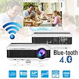 Bluetooth Projector Wireless LED 4600 Lumen Android Bluetooth Proyector Smart Wifi HD WXGA Home Theatre Projectors Airplay Miracast LCD 1080P Android Projector with Bluetooth HDMI USB VGA AV Audio Out