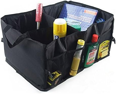 BAKLER Car Trunk Organizer, Folds Flat for Easy Storage, AS GIFT 2 Car Seat Side Organizers