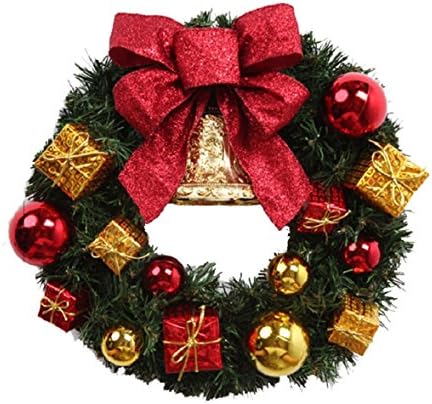 Amison Luxury Merry Christmas Party Poinsettia Pine Wreath Door Wall Decoration Wreaths Garlands (Pattern B)