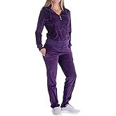 LeeHanTon Sweat Suits for Women Set Comfortable Sweat Outfits Workout Suit Zip Velour Hoodie and Jogger Sport Suit