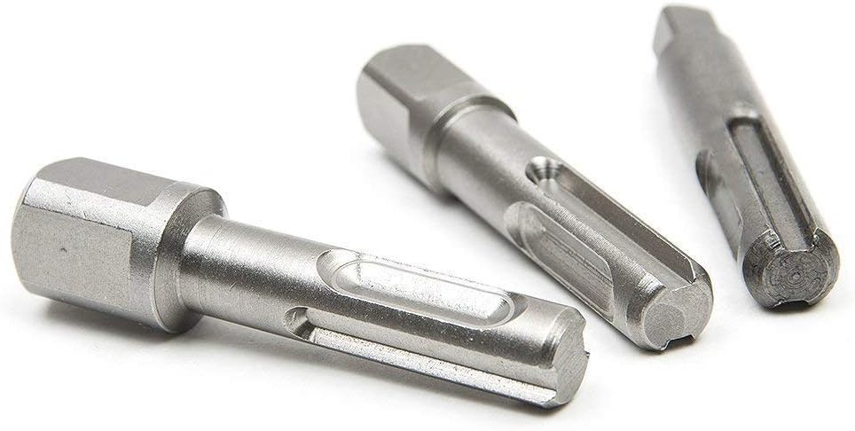 Gasea 3pcs 1/4" 3/8" 1/2" SDS Plus Shank Socket Impact Driver Adapter Power Extension Drill Bar Bit, Silver - Image 3