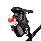 MOOZO Bike Saddle Bag, Waterproof Bike Saddle Seat Bag Water Bottle Holder Mountain Road MTB Bicycle Under Seat Water Bottle Pouch Repair Tool Storage Bag Cycling with Tail Light Riding Accessories