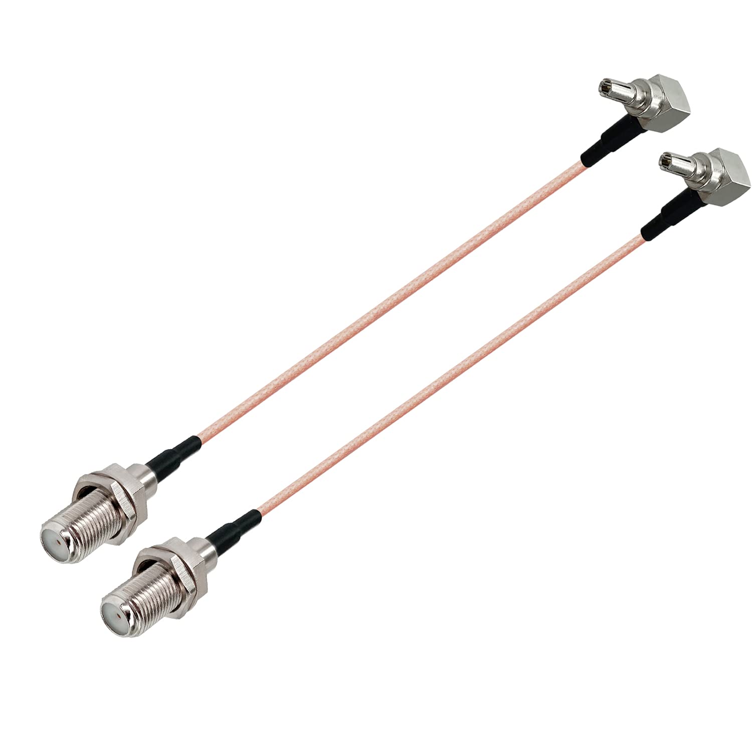 Vecys F Female to CRC9 Male Right Angle 90 Degree RF Coaxial Cable RG316 15cm/6in (2pcs) for 2G 3G 4G Antenna Router TV HDTV DVB-T DVB-T2