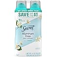 Secret Dry Spray Aluminum Free Deodorant for Women, 48hr Weightless Odor Protection, Gentle on Skin, Midnight Jasmine Scent, 4.1 oz (Pack of 2)