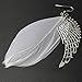 Susenstone Angel Metal Wing Bohemian Handmade Vintage Feather Long Drop Earrings (White)