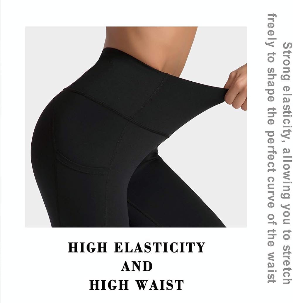 Dragon Fit High Waist Yoga Pants Capri with 3 Pockets,Tummy Control Workout Running Capri 4 Way Stretch Yoga Leggings: Clothing