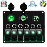 DCFlat 3 Gang / 4 Gang / 6 Gang / Circuit LED Car Marine Boat Rocker Switch Panel Dual USB Waterproof Power Socket Breaker Voltmeter Overload Protection (6)
