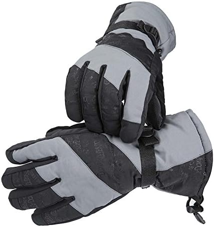 UKEE Ski Gloves, Waterproof and Windproof Winter Snow Gloves Ski, Snowboard, Motorcycle, Bike, Ski Gloves for Men and Women (Black and gray)