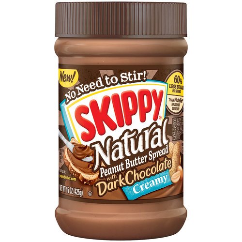 Skippy Natural Dark Chocolate Peanut Butter Spread - Creamy 15 Oz Jar (Pack of 3)