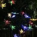 Outdoors Solar LED String Lights, GRDE® 16.4 Feet 20 LED Solar Powered Dragonfly Fair Lights Lighting and Decoration for Holiday Christmas Garden Patio Lawn Fence Yard, Multi-colors