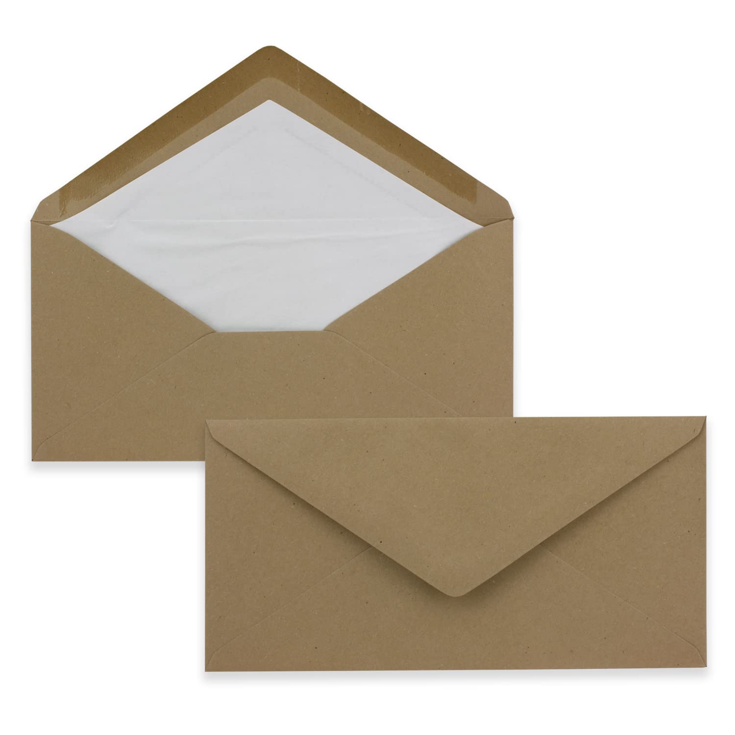 50 x DIN long envelopes - kraft paper sand brown with natural white silk lining - 11x22 cm - 120 g m² - ideal for invitations, Christmas cards, greeting cards from The Farbenfroh series