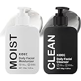 KOEC Daily Face Wash & Face Moisturizer Deep Exfoliating | Hydrating | Firming | Unscented for Sensitive Skin,Paraben Free,Natural Skincare Gift Set 5.29 Oz. Each.