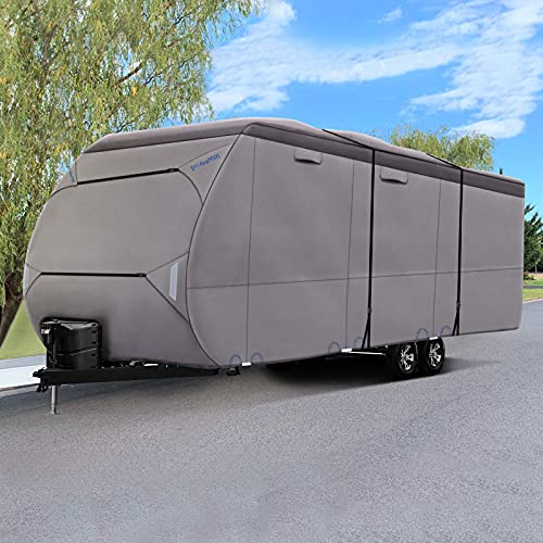 RVMasking Upgraded Waterproof 500D Top Travel Trailer Cover for 20'1" 22' RV Camper Motorhome