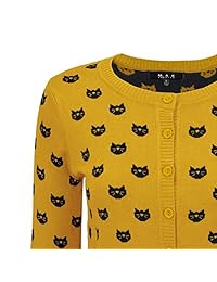Chaqueta de mujer con estampado de gato, manga 3 4, con botones, estilo MK3466