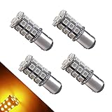 YINTATECH Yellow/Amber LED Car Lights Bulb 1157 BAY15D 27SMD 5050 Tail Turn Signal Blinker Parking Light Bulbs 7528 2057 2357 DC 12V (pack of 4)