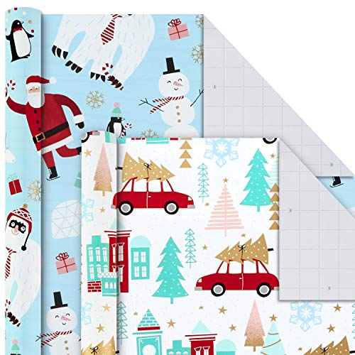 Hallmark Holiday Wrapping Paper Bundle with Cut Lines on Reverse