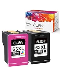 ejet Remanufactured Ink Cartridge Replacement for HP 63XL 63 XL to use with OfficeJet 3830 Envy 4520 4512 Officejet 4650 5255 Deskjet 1112 3634 3632 Printer (1 Black, 1 Color)