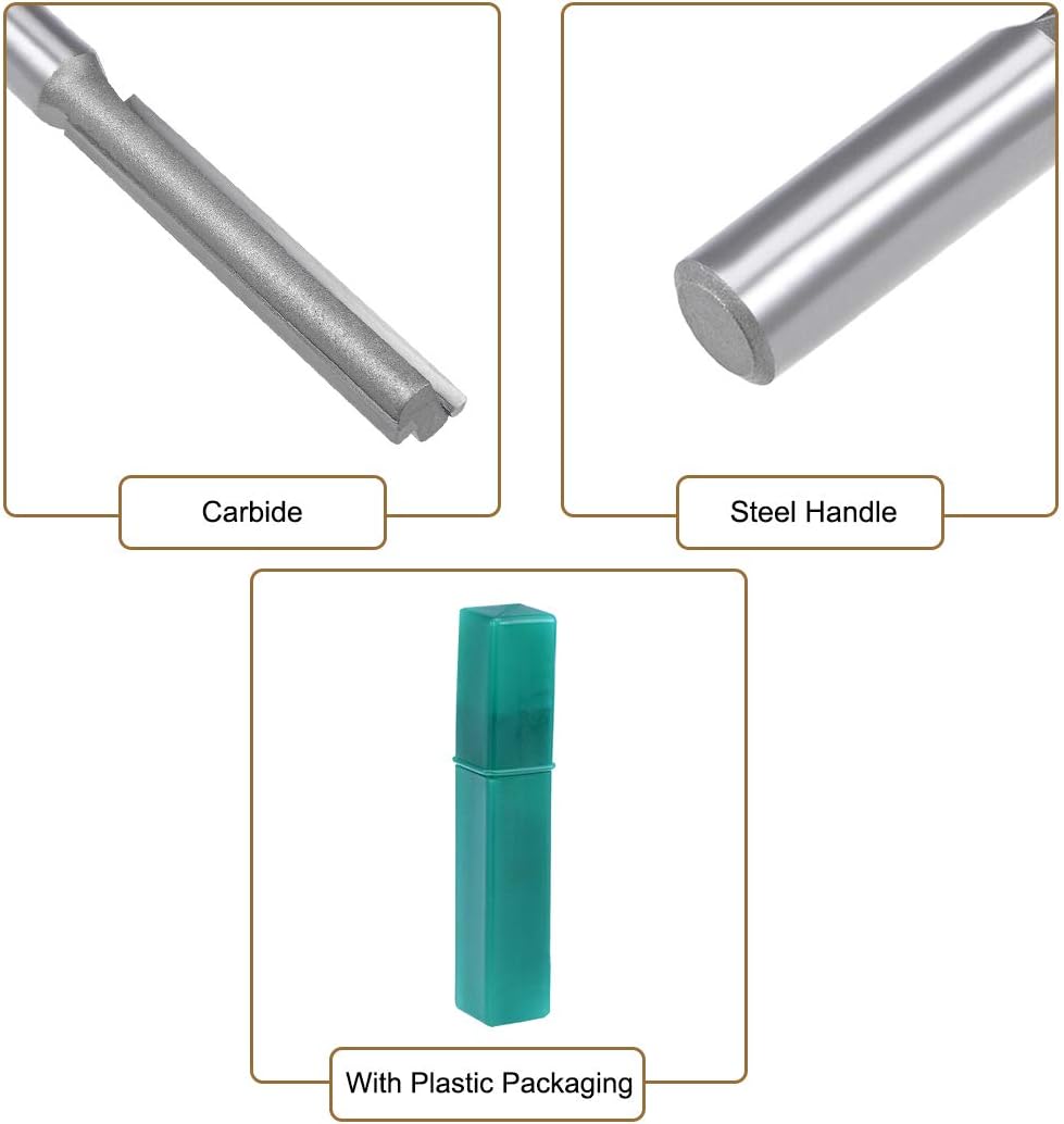 sourcing map Router Bit 1/2 Shank 1/2 inch Cutting Dia. 3 inch Depth 2 Straight Flutes HSS for Woodworking Milling Cutter Tool - Image 5