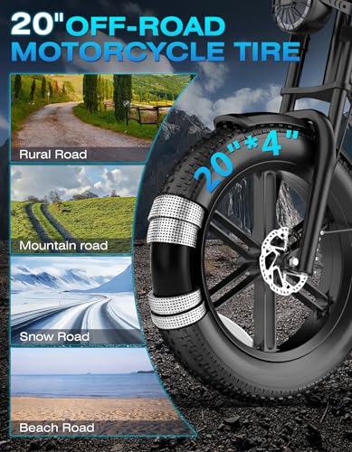 Electric Bike for Adults, 2500W Peak Motor, Up to 53 KM/H & 160KM, 20" Fat Tire Off-Road Ebike, 1104Wh Removable Battery, Electric Dirt Bike for Adults, Storage Box, NFC Unlock 7-Speed Full Suspension