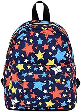 LAGAFFE Cute Small School Bag Student Stylish Unisex Waterproof Canvas Laptop Book Bag Rucksack Daypack for Teen Boys and Girls | 11.02"x9.84"x4.72" | (Color stars pattern)