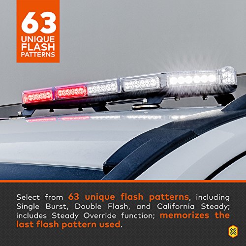 LAMPHUS NanoFlare NFMB80 26" 80W LED Mini Light Bar [SAE Class 1] [63 Flash Patterns] [Plug & Play 12ft Cord] [Magnet/Permanent Mount] Emergency Strobe Hazard Warning Light - Amber White - Thumbnail 2