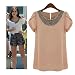 Pretty Show Elegant Shirts Cute Short Sleeve Chiffon Top Blouse for Women