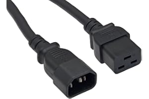 Cablelera AC Power Cord Extension, IEC320 C14 to IEC320 C19, 6', 14AWG, 15A, 250V(ZWACDFAN-06), Black