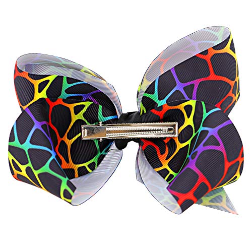image for Myamy 6 inches Big Large Grosgrain Ribbon Hair Bows Boutique Raibbow H