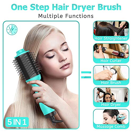 Hair Dryer Brush, Upgrade 5-in-1 Hot-Air Brush, One Step Hair Dryer & Volumizer, Negative Ion Reduce Frizz Static Hair Straightener Curler Brush, Professional Hot air Hair Styler Brush, for All Hair