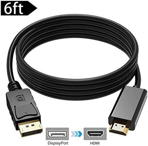 HDMI to Display Port, Utoty 6 Feet High-Speed Dp to HDMI Gold Plated HDMI to Displayport HDTV Cable Supports 1080P and 3D for Blu Ray Player, 3D Television, Roku, Boxee, Xbox360, PS3, Apple TV