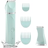 Bikini Trimmer Women,Electric Razor for Pubic Hair Women's Foil Shaver Rechargeable Shaver Removal with Snap-in Ceramic Blades,IP7X Waterproof,Wet and Dry Use,Green