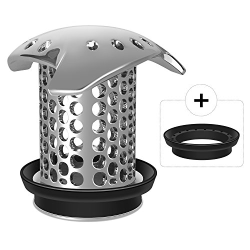 LEKEYE Drain Hair Catcher/Tub Drain Cover/Bathtub Shower Drain Protector/Strainer/Stainless Steel and Silicone-Silver