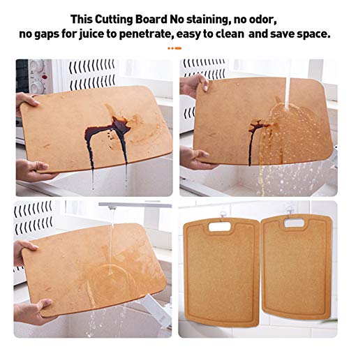 Houselog Wood Fiber Cutting Board Natural Slate Non-Slip, Juice Grooves,Chopping Board for Kitchen Dishwasher Safe (14.5X10.8inch)