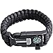 Sahara Sailor 2 Pack Paracord Bracelet Multifunctional Survival Kit with Compass, Flint Fire Starter, Scraper and Whistle for Hiking Camping Emergency More (9 Inch Black)