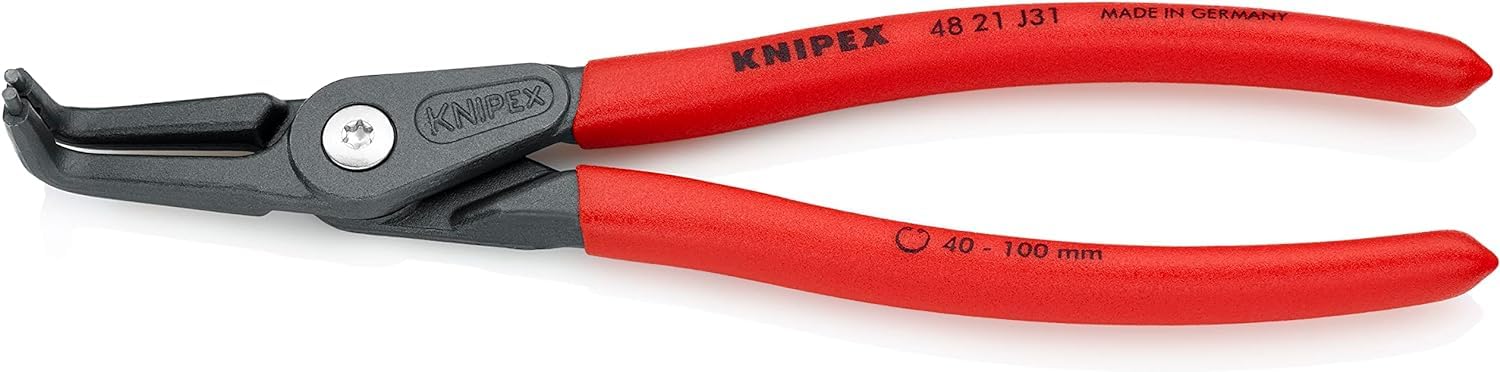 KNIPEX Precision Circlip Pliers for Internal Circlips in Bore Holes with Non-Slip Plastic Coating 210 mm, 48 21 J31