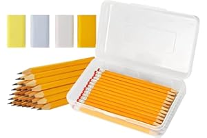 NVAZIOP Pencil Box Set with 30 Pencils and 4 Erasers, Pre-Sharpened, #2 HB Soft, School Supplies Kit with Pencil Case Organizer for Student Back to School,