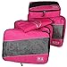 Hopsooken 5 Set Packing Cubes for Travel Large Suitcase Luggage Organizer Bags Travel Accessories Vacation 4 Cubes 1 Laundry Pouch Bag (Rose)
