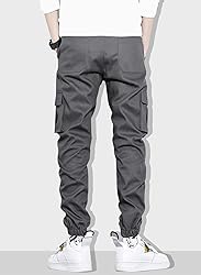 JMIERR Mens Casual Cargo Pants Elastic Waist