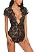 recent Women Sexy Lingerie Nightwear Lace Babydoll Features Plunging Eyelash Teddy Bodysuit