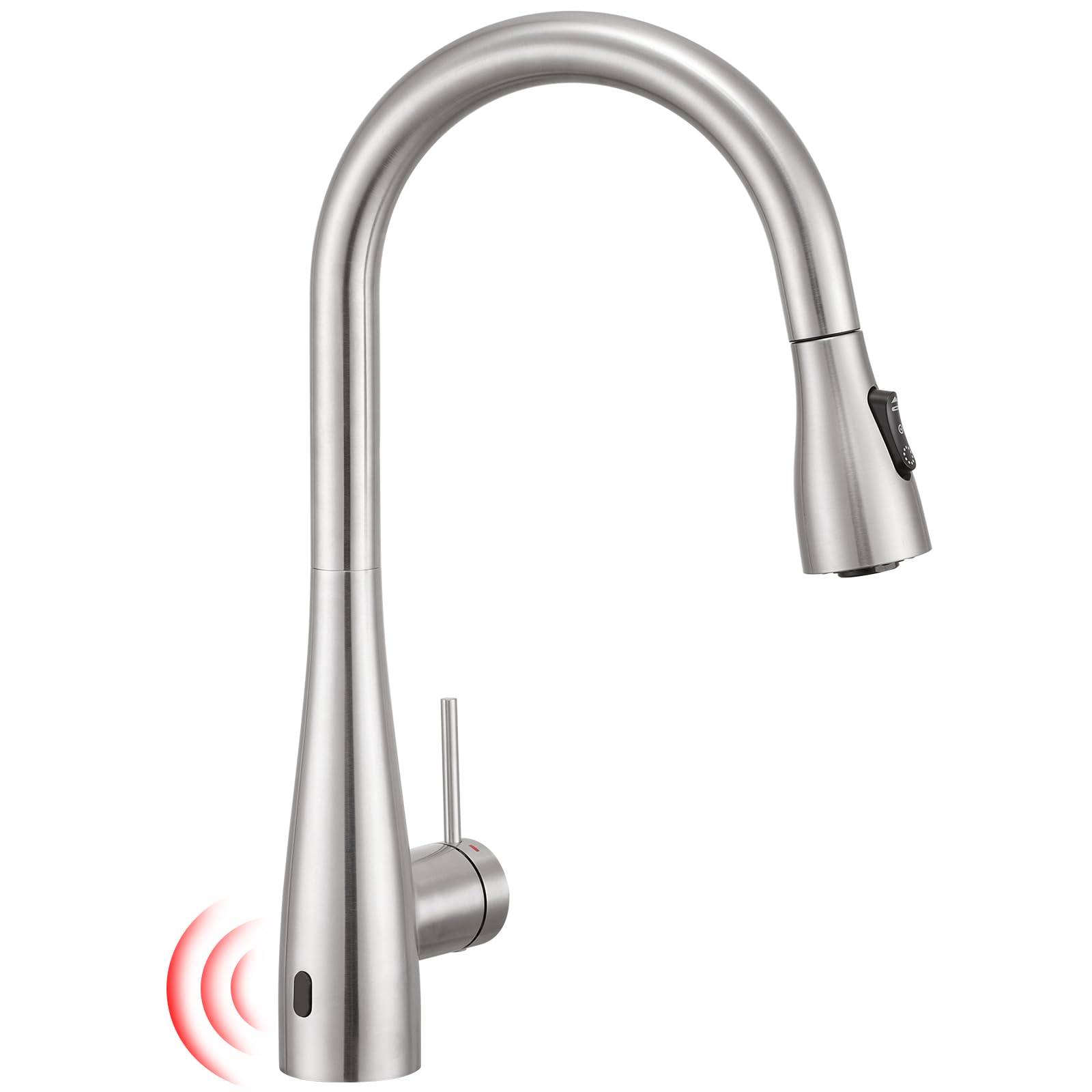 CREA Touchless Kitchen Tap with Infrared Sensor - 360° Swivel Mixer & 3-Function Sprayer, Stainless Steel